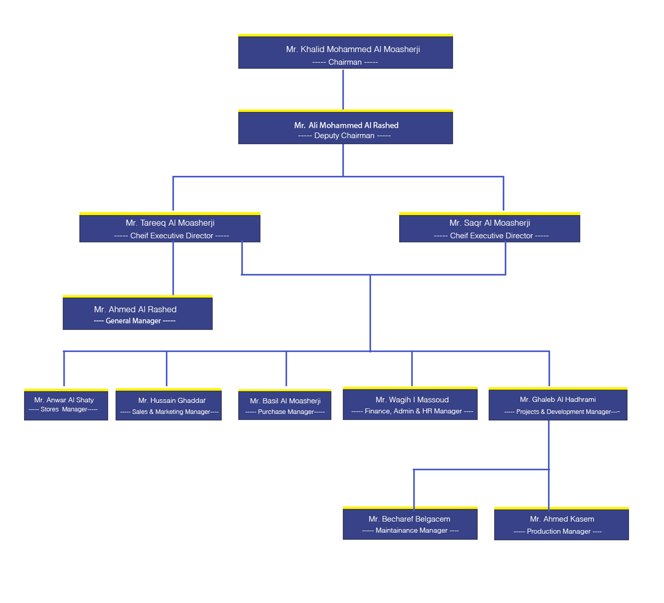 Organizational Chart Manufacturing Company